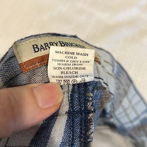 BARRY BRICKEN 100% LINEN PLAID SHORTS 34 - Picture 5 of 5